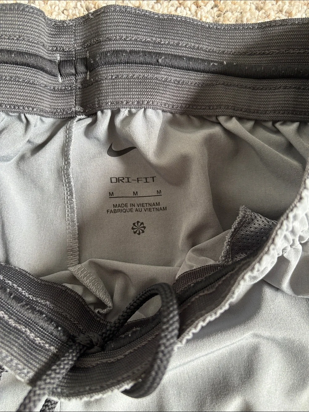 Nike Mens Grey Athletic Basketball Shorts with Black Trim